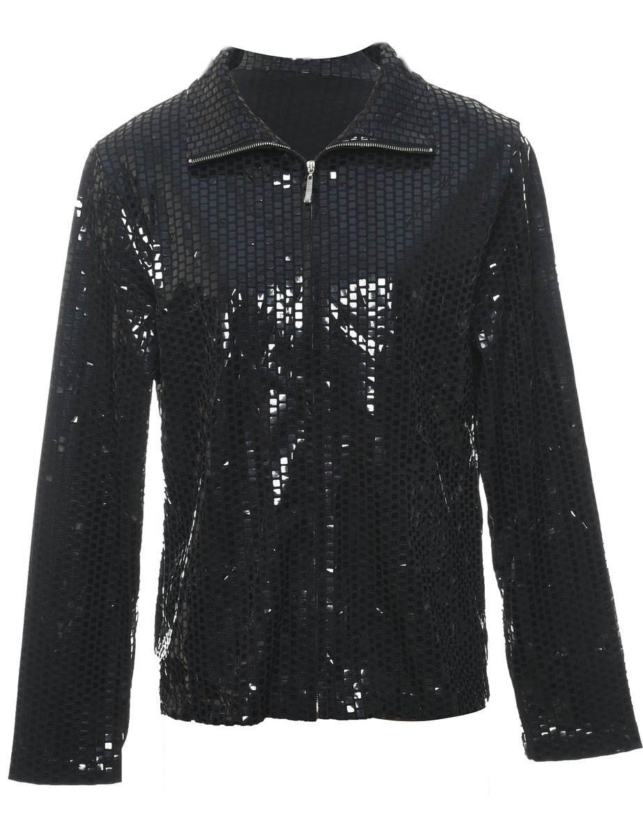 Misook Snakeskin Print Sequined Zippered Jacket high quality size Small