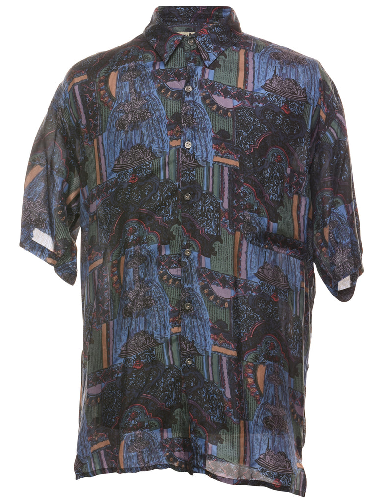 100% Silk Short Sleeved Shirt - XL