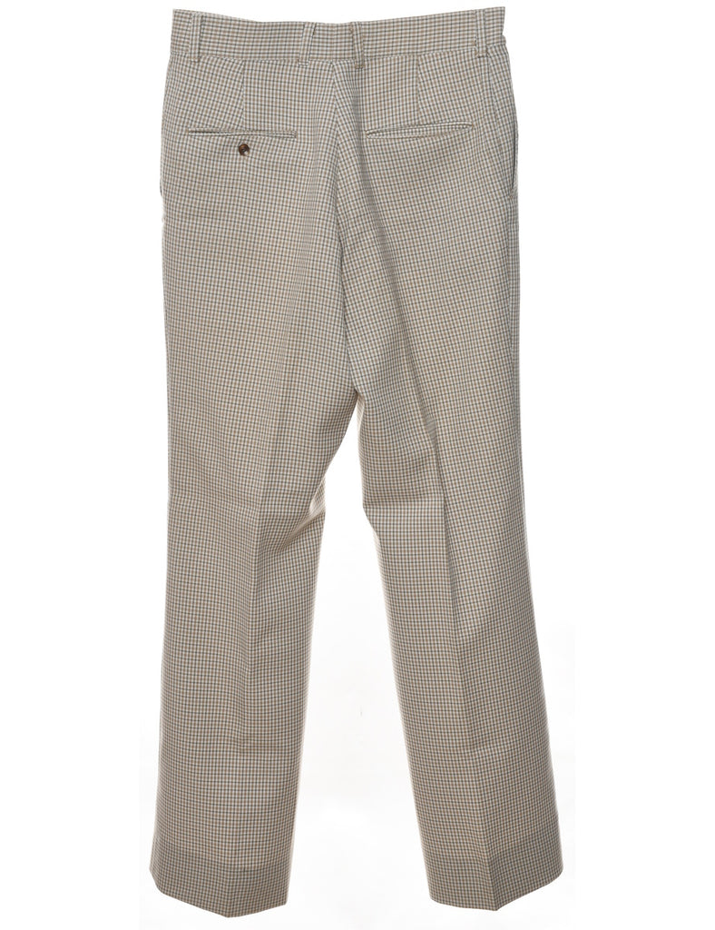 1970s Checked Pattern Light Brown Trousers - W32 L32