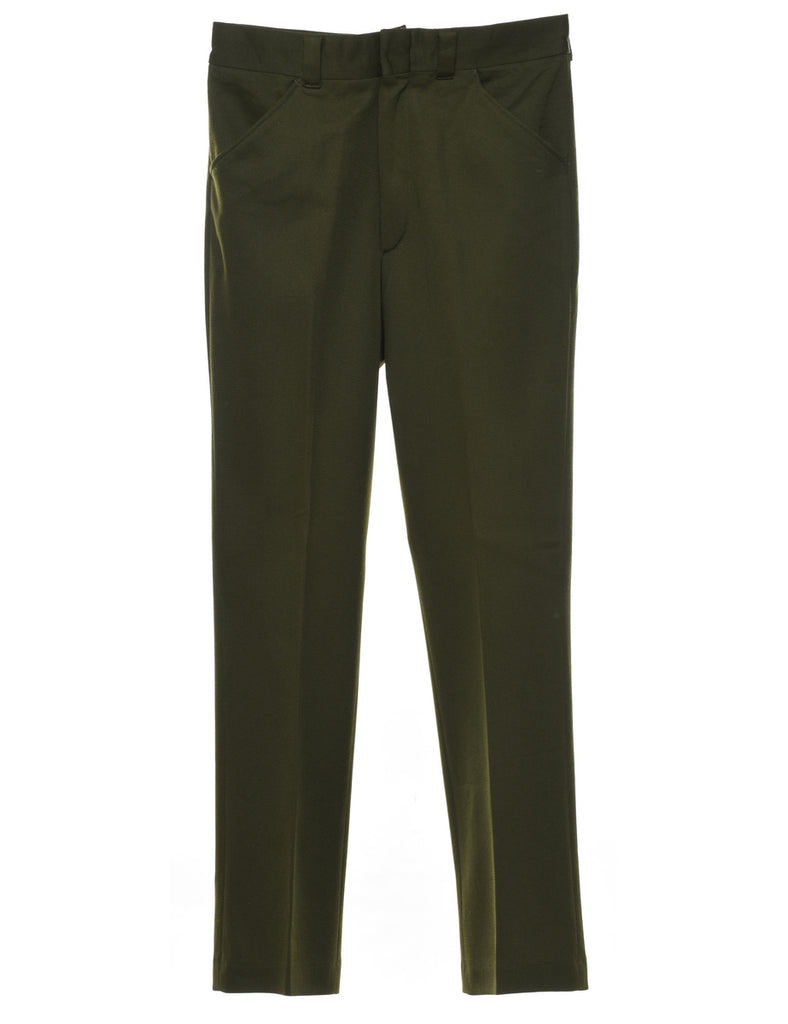 1970s Olive Green Suit Trousers - W30 L28