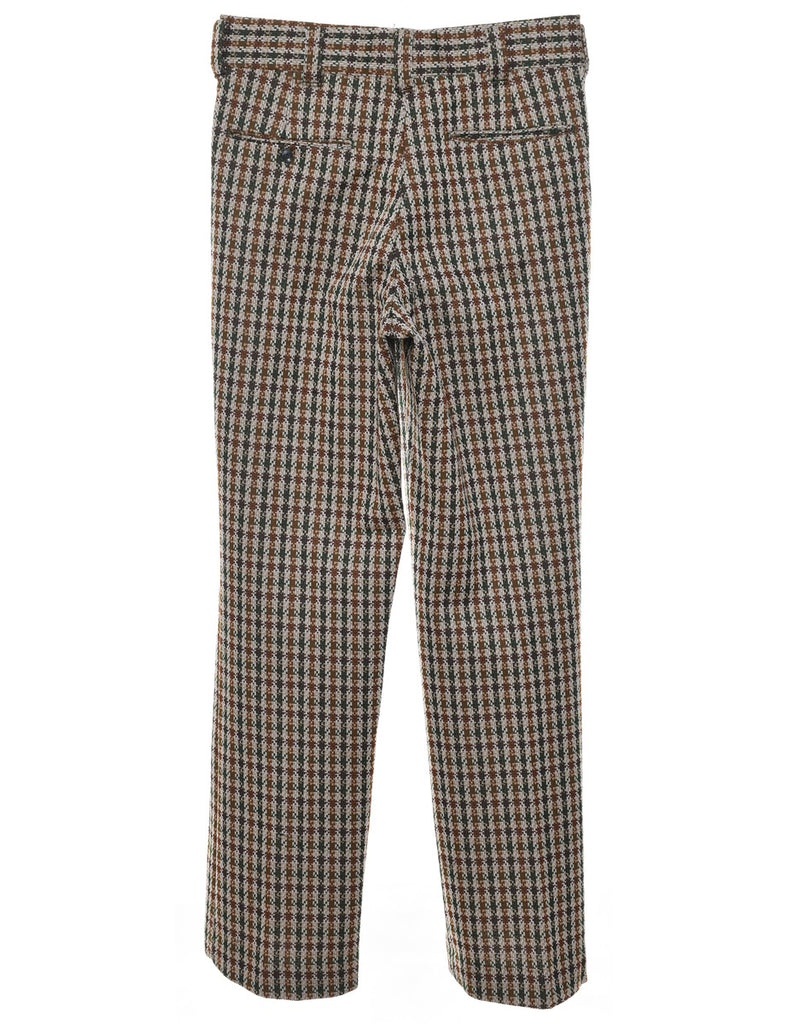 1970s Sears Brown & Navy Classic Checked Trousers - W28 L31