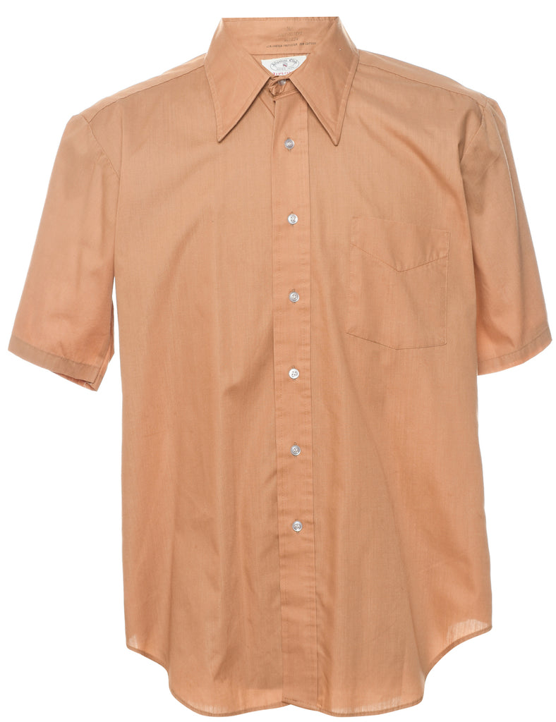 1970s Short Sleeve Light Brown Shirt - L