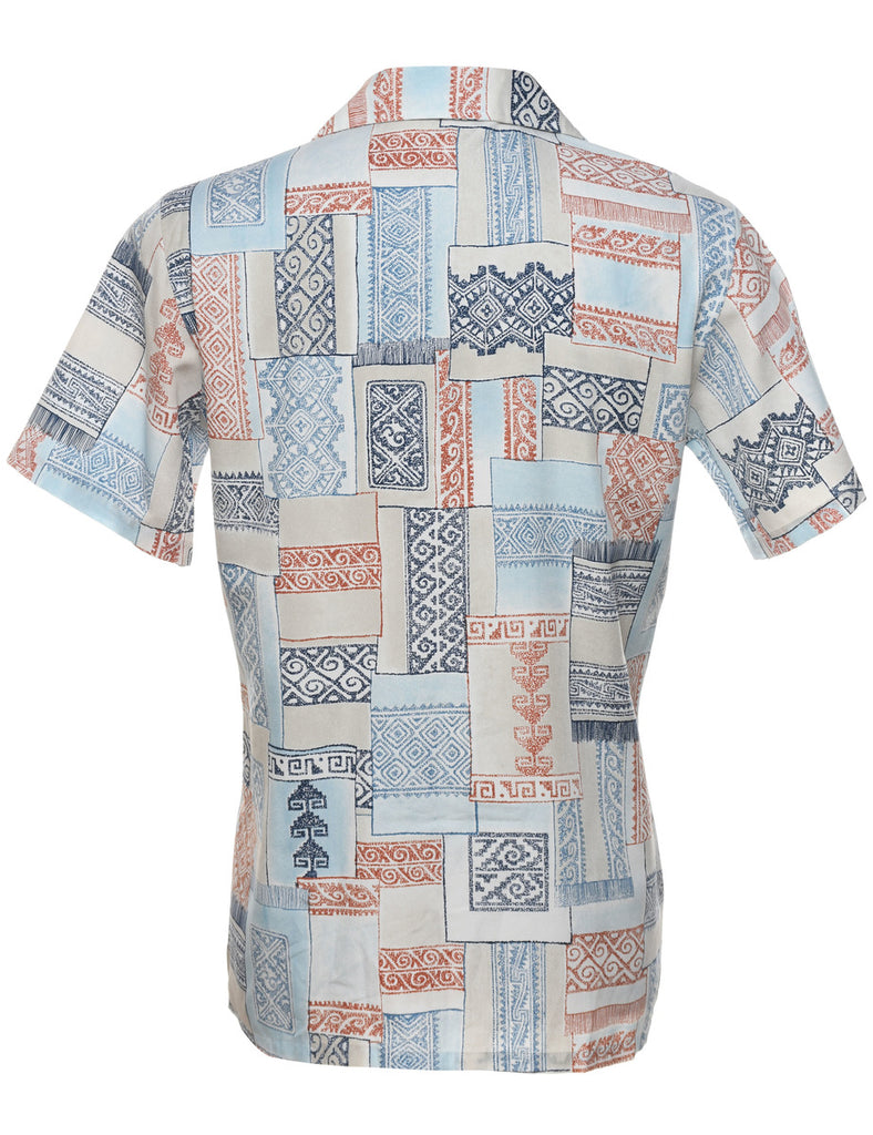 1970s Short Sleeve Multi-Colour Patterned Shirt - M