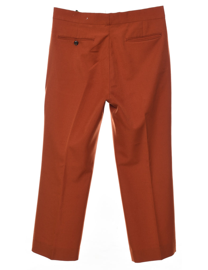 1970s Terracotta Buckle Fasten Suit Trousers - W32 L26