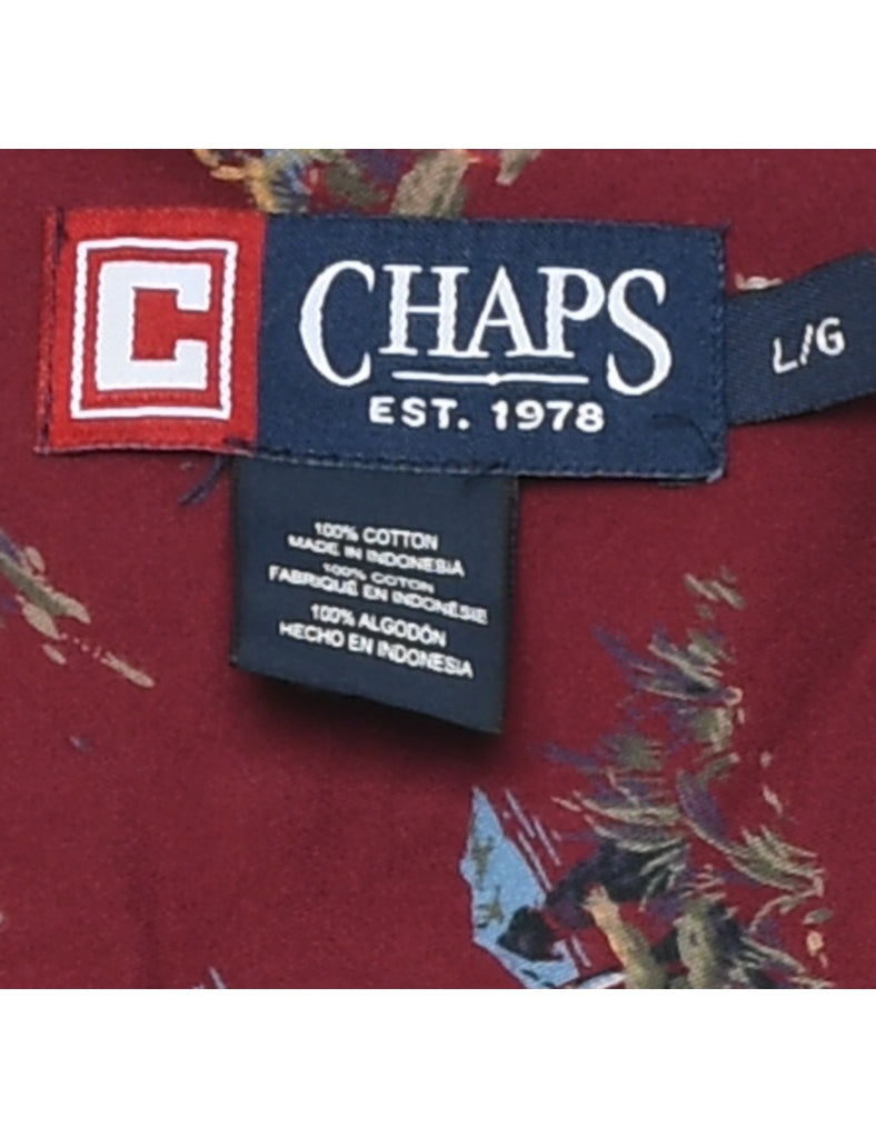 1990s Chaps Pattered Maroon Shirt - L