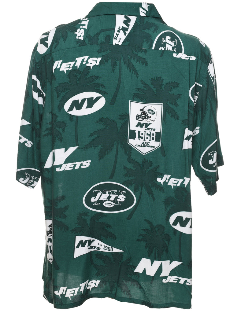 1990s Dark Green & White NFL Design Shirt - L