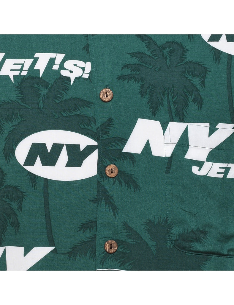 1990s Dark Green & White NFL Design Shirt - L