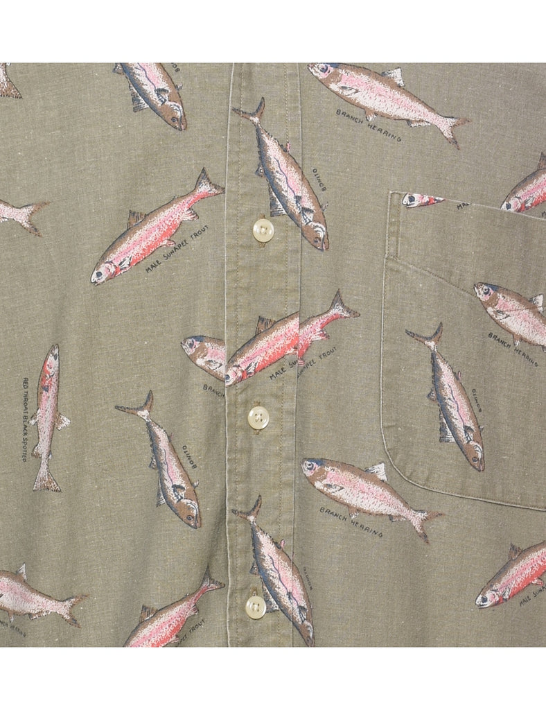 1990s Fish Print Shirt - L