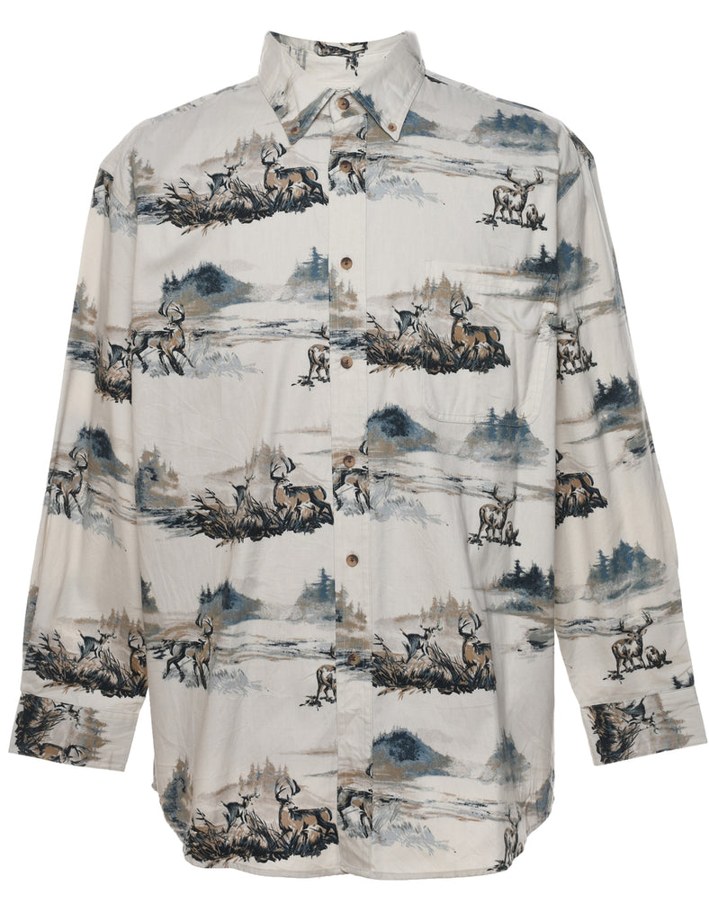 1990s Landscape Print Shirt - L