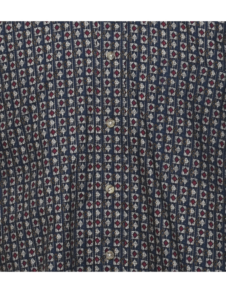 1990s Navy Geometric Pattern Shirt - L