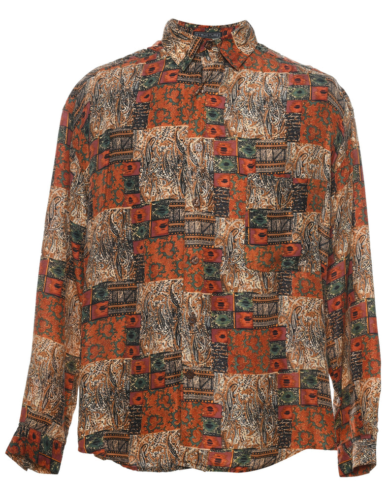 1990s Paisley Print Multi-Colour Long-Sleeve Shirt - L