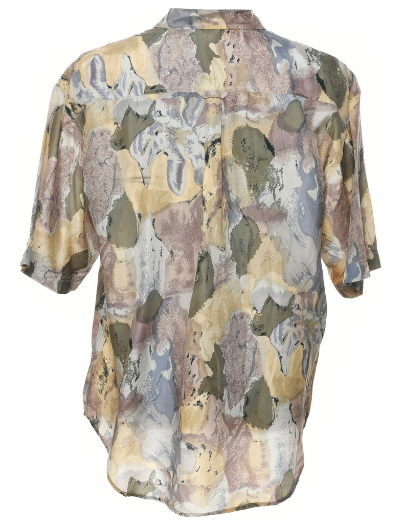 1990s Silk Abstract Print Shirt - M