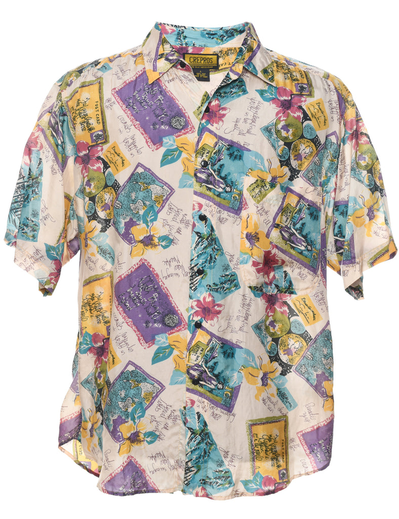 1990s Silk Patterned Shirt - L