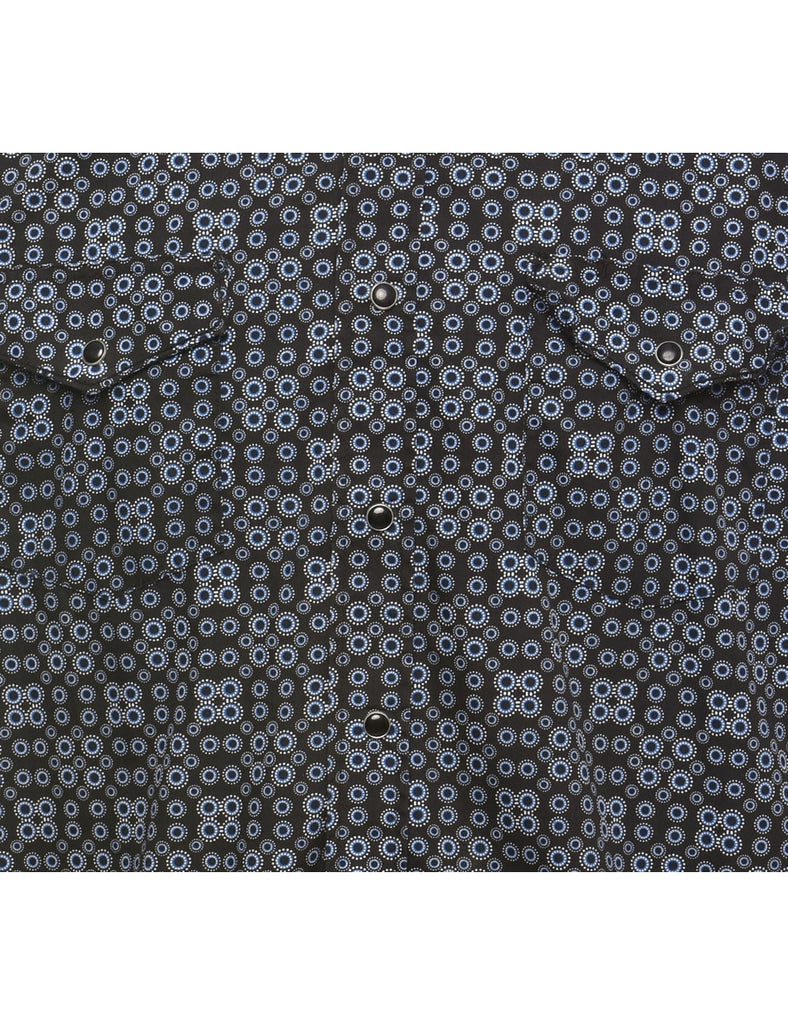 Abstract Black & Blue Polka Dot Design Shirt - XL