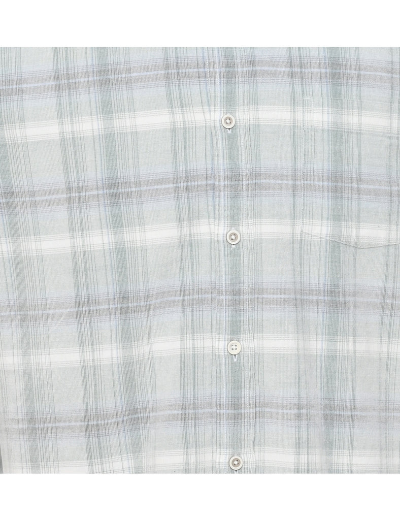 Aqua Blue Corduroy Checked Shirt - XL