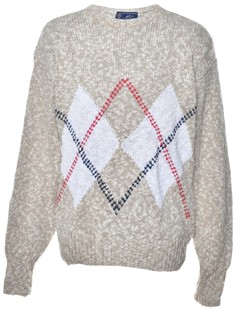 Argyle Beige Jumper - M