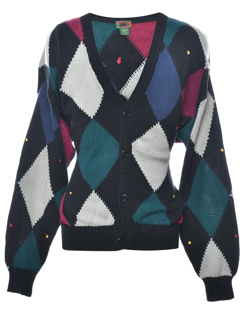 Argyle Knit Cardigan - L