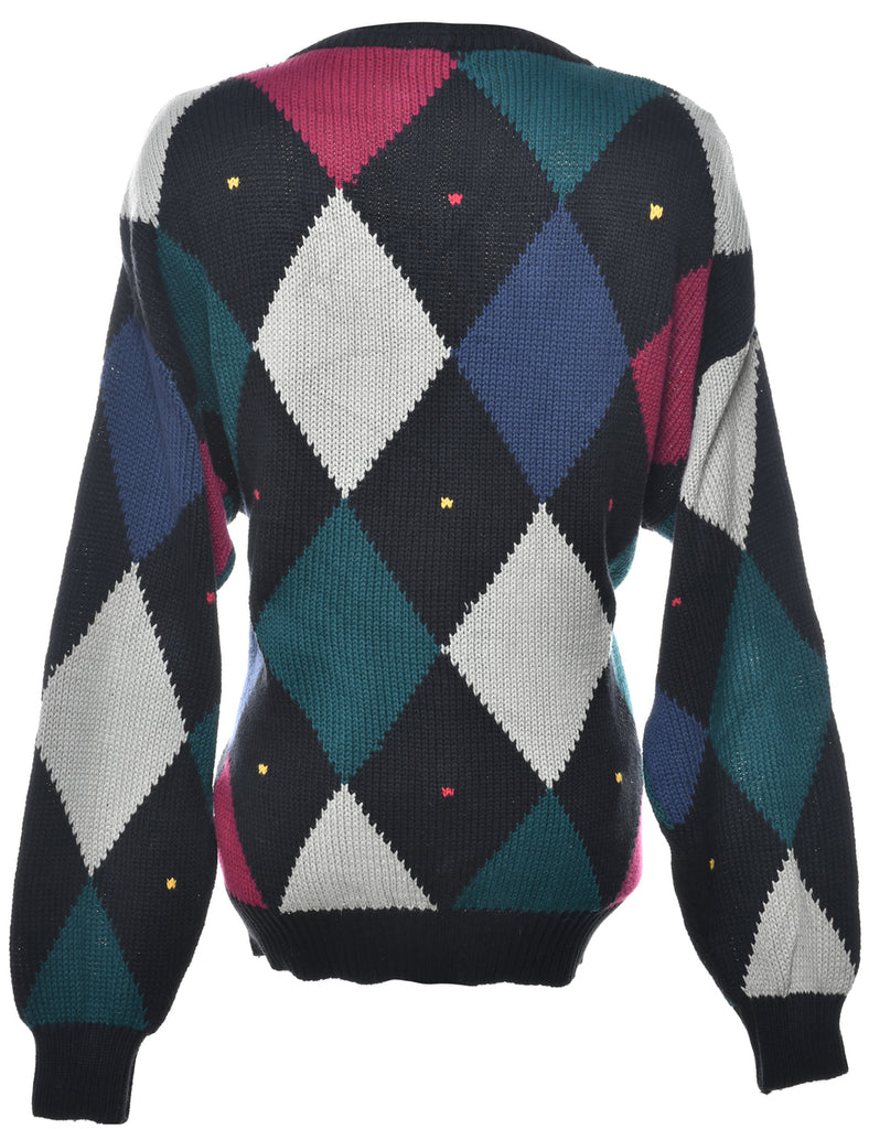 Argyle Knit Cardigan - L