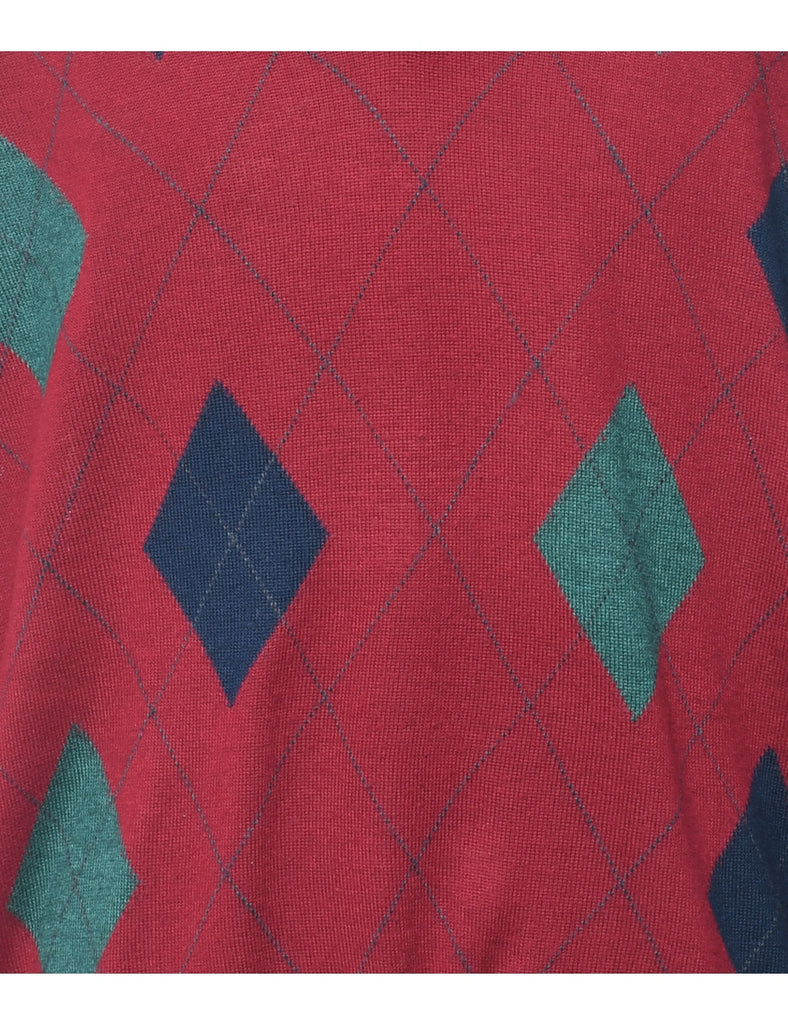 Argyle Maroon Jumper - XXL