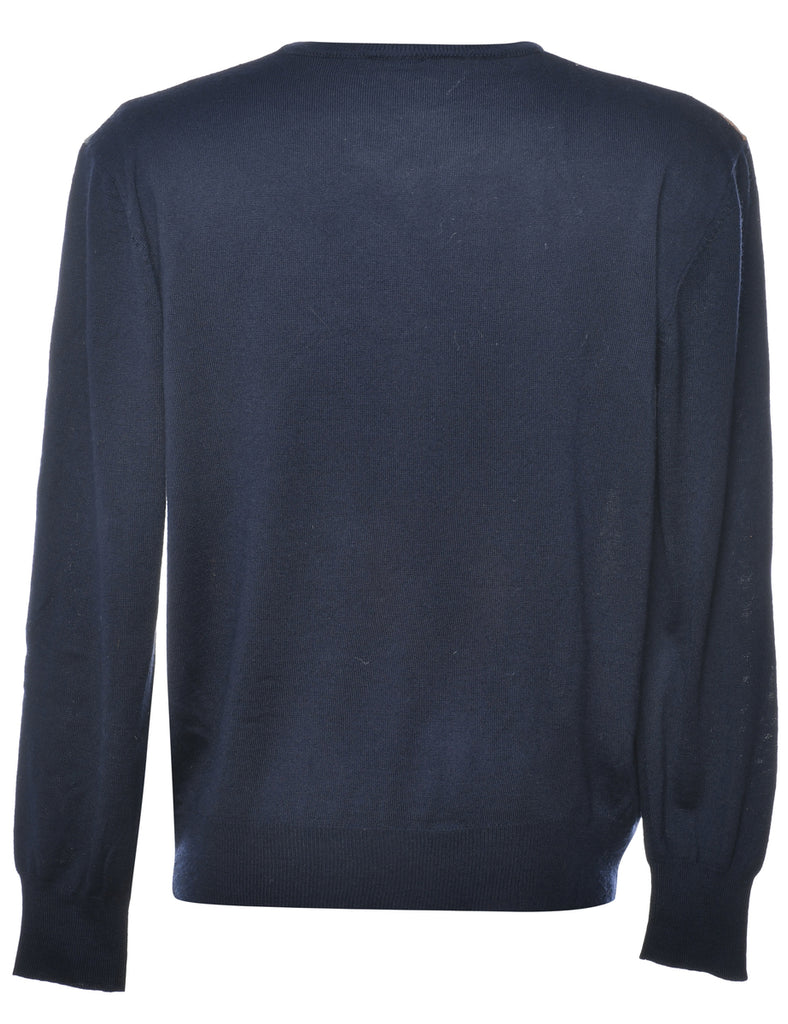 Argyle Navy Jumper - L