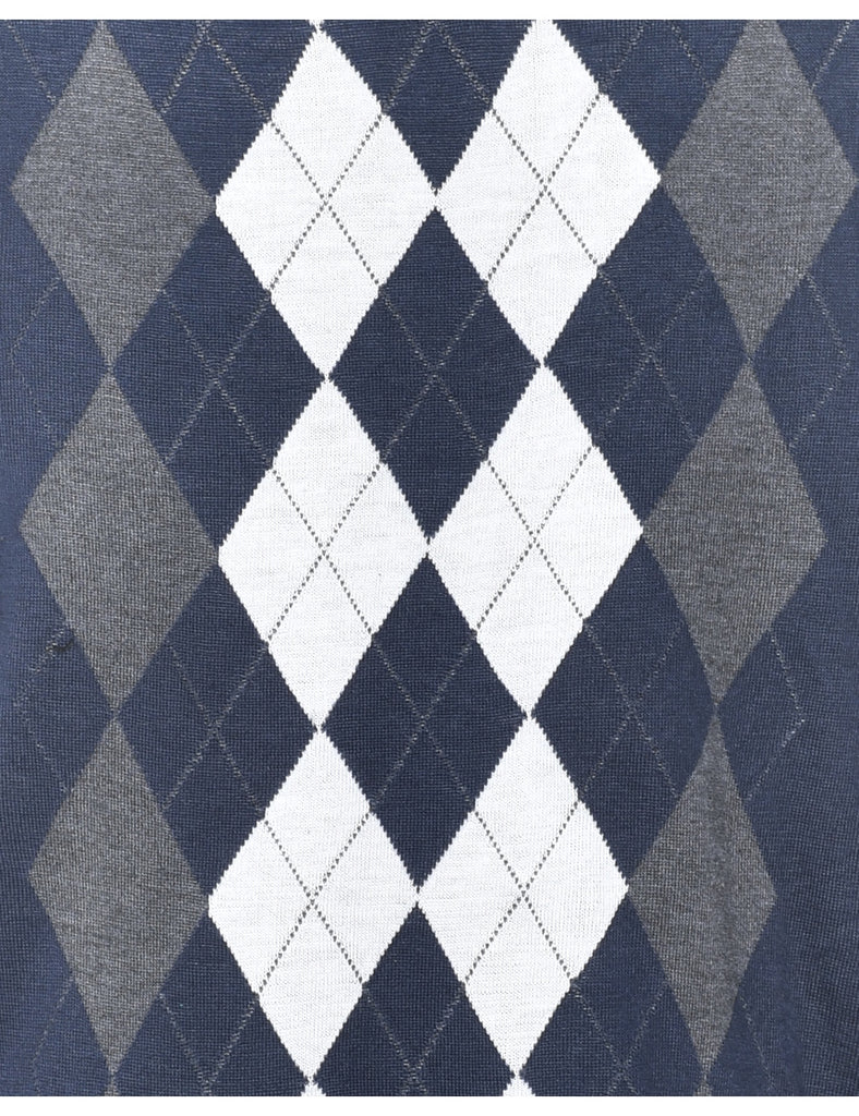 Argyle Navy Jumper - L