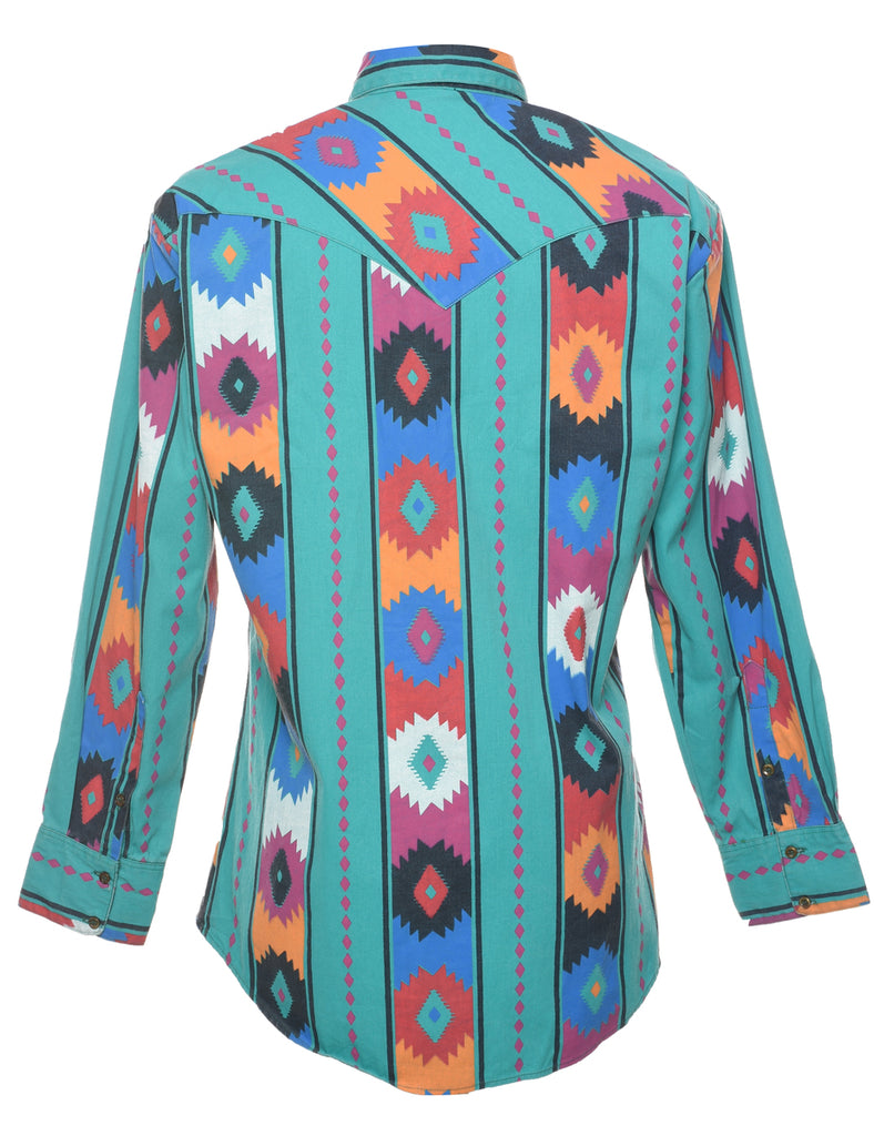 Aztec Pattern Denim Shirt - M