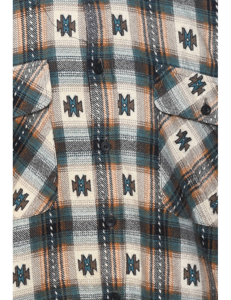 Aztec Pattern Multi-Colour Flannel Shirt - M