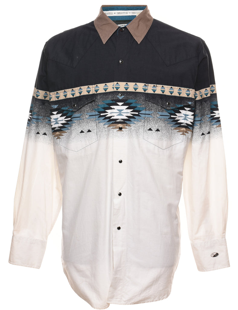 Aztec Pattern Multi-Colour Western Shirt - L