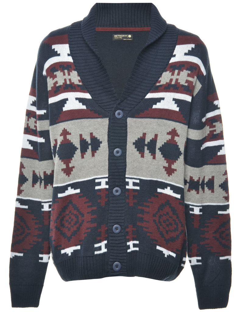 Aztec Print Cardigan - M