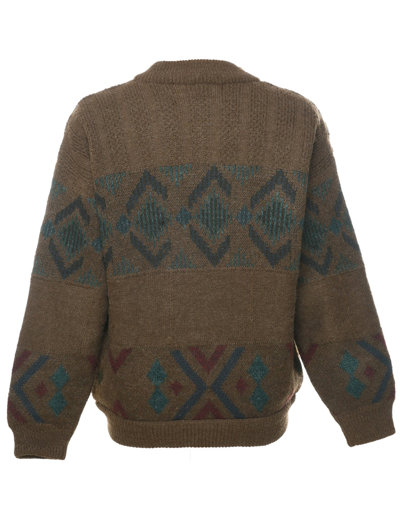 Aztec Print Cardigan - L