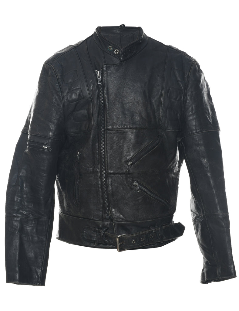 Biker Style Black Classic Leather Jacket - L