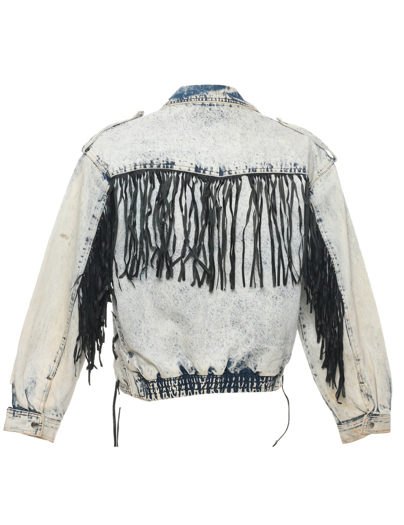 Biker Style Denim Jacket - L