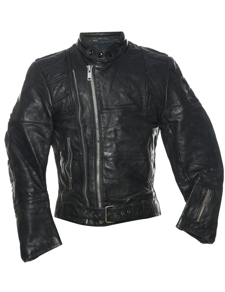 Biker Style Leather Jacket - S