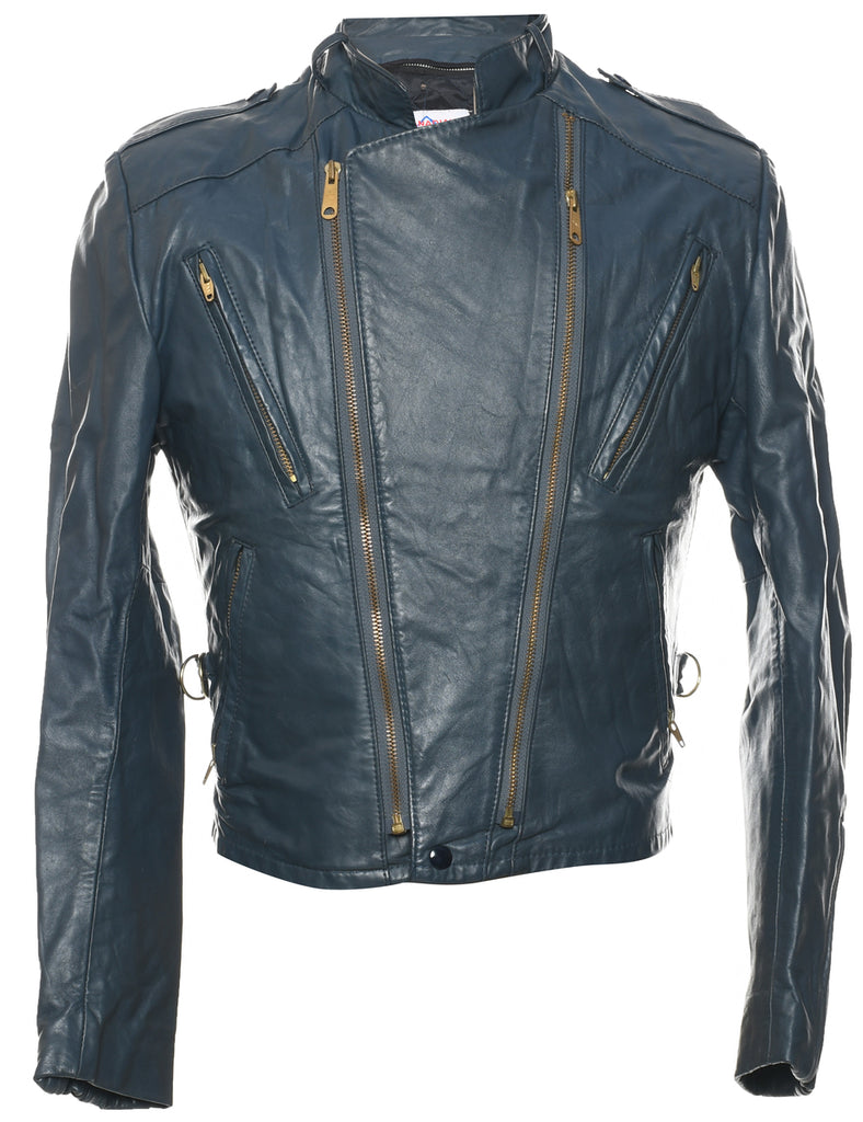 Biker Style Leather Jacket - S