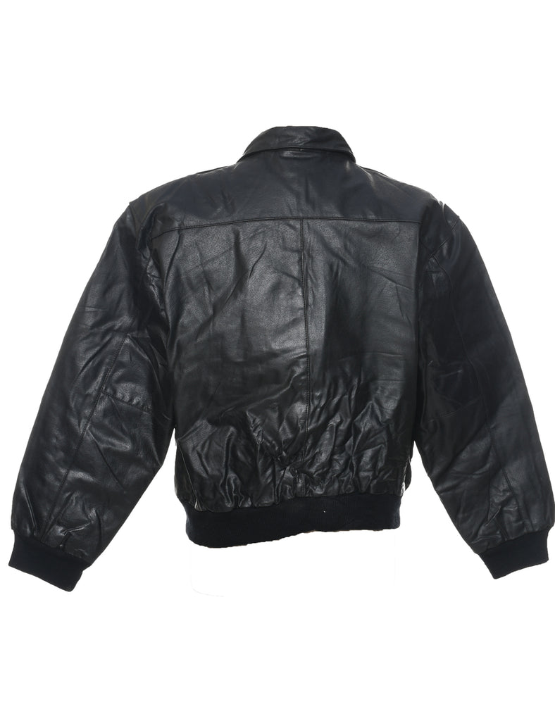 Biker Style Leather Jacket - M