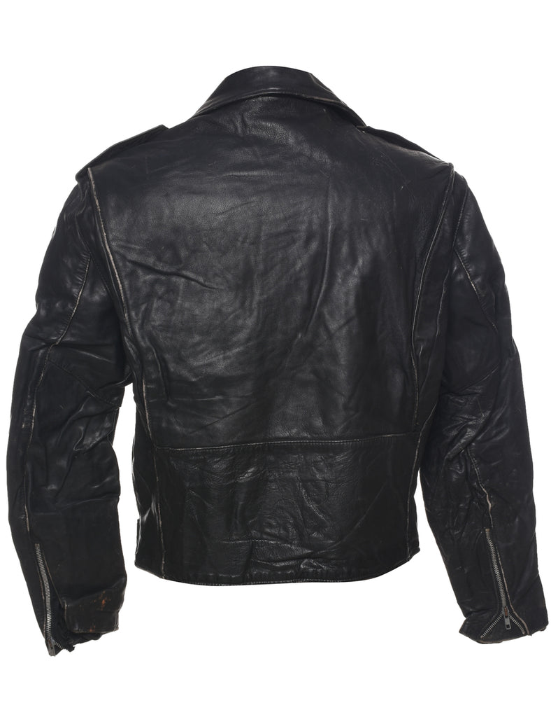 Biker Style Leather Jacket - M