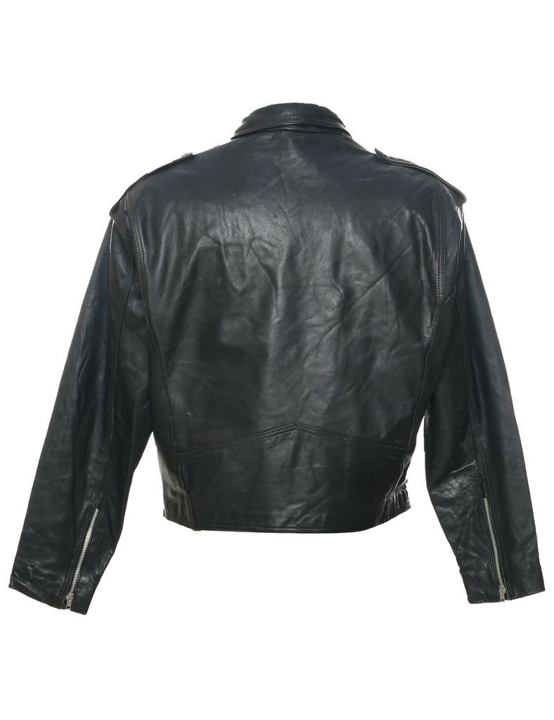 Biker Style Leather Jacket - L