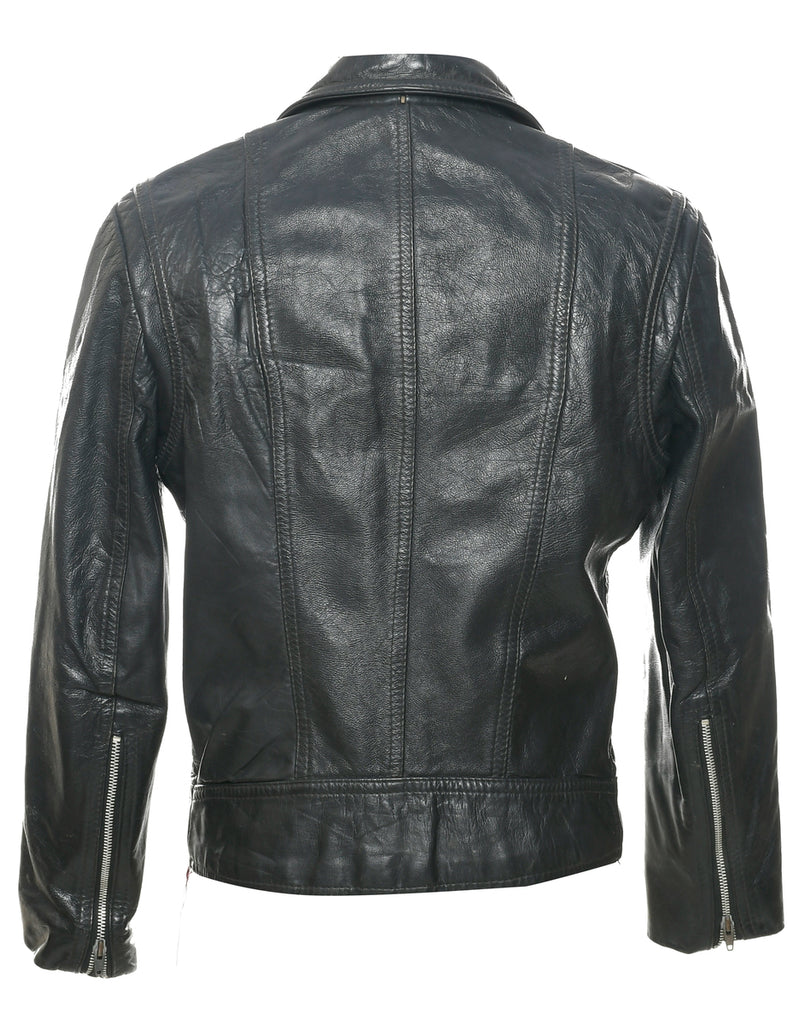 Biker Style Leather Jacket - L