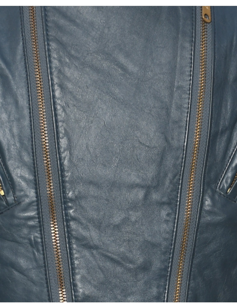 Biker Style Leather Jacket - S