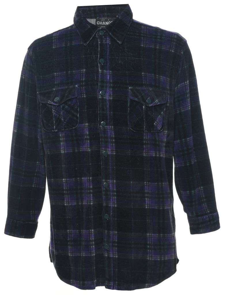 Black & Blue Corduroy Plaid Shirt - M