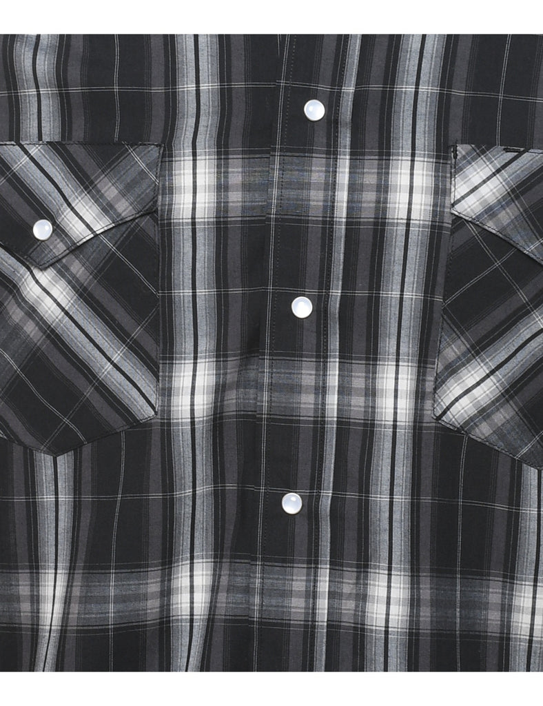 Black Checked Western Shirt - M