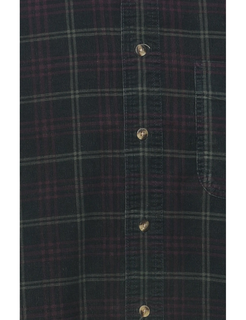 Black Corduroy Checked Shirt - M