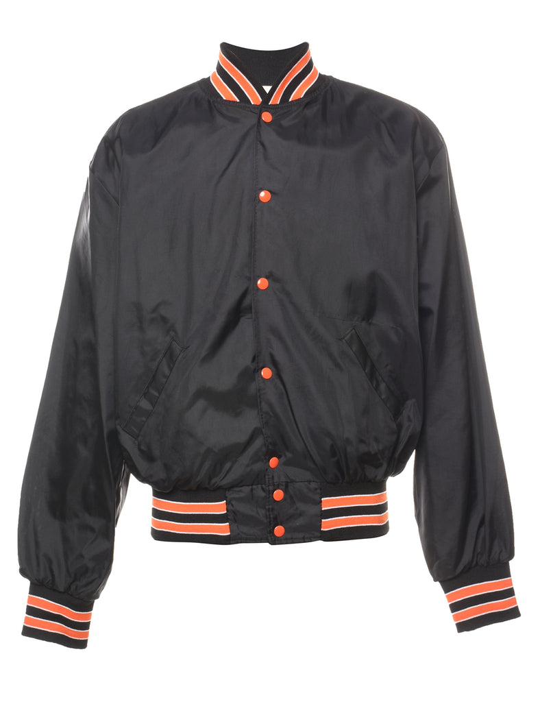 Black & Orange Embroidered Bomber Jacket - XL