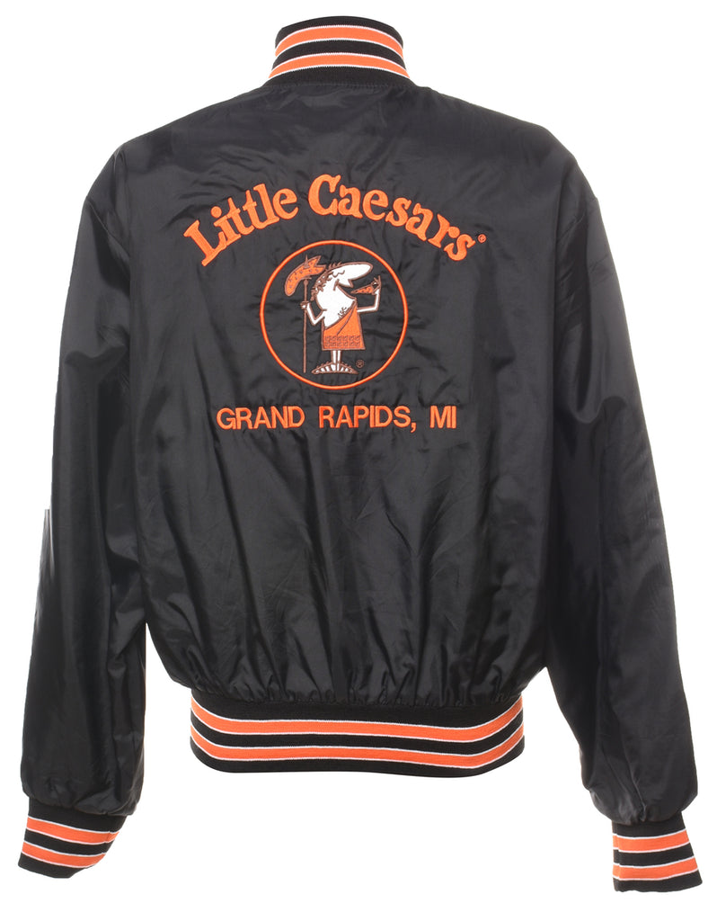 Black & Orange Embroidered Bomber Jacket - XL