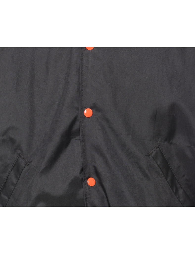 Black & Orange Embroidered Bomber Jacket - XL