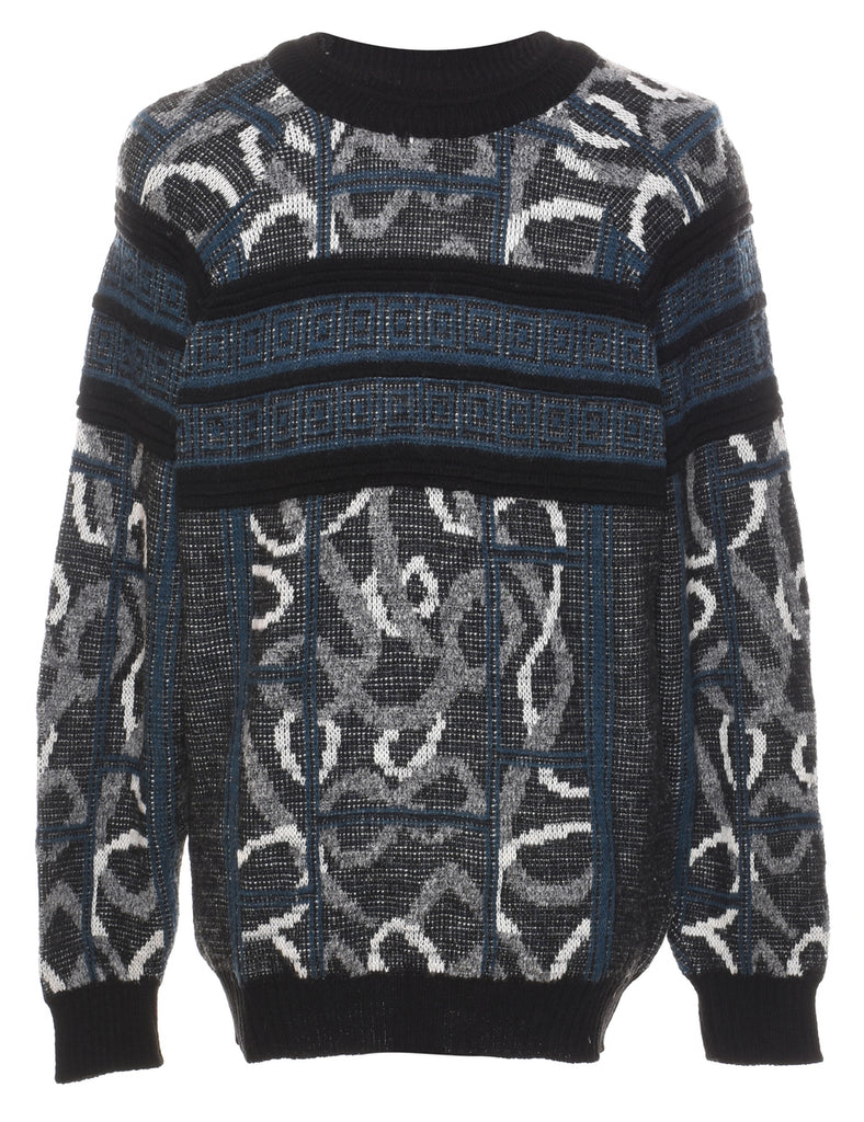 Black Patterned Jumper - M