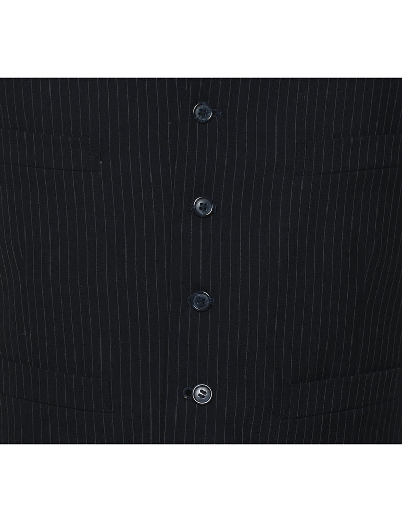 Black Pinstriped Classic Waistcoat - M