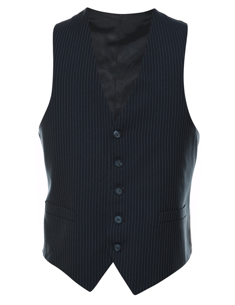 Black Pinstriped Waistcoat - M