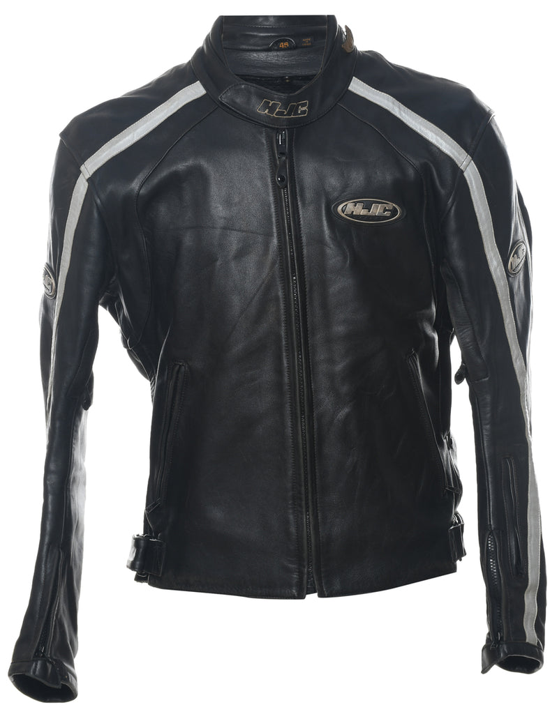 Black Vintage Leather Y2K Racing Jacket - L