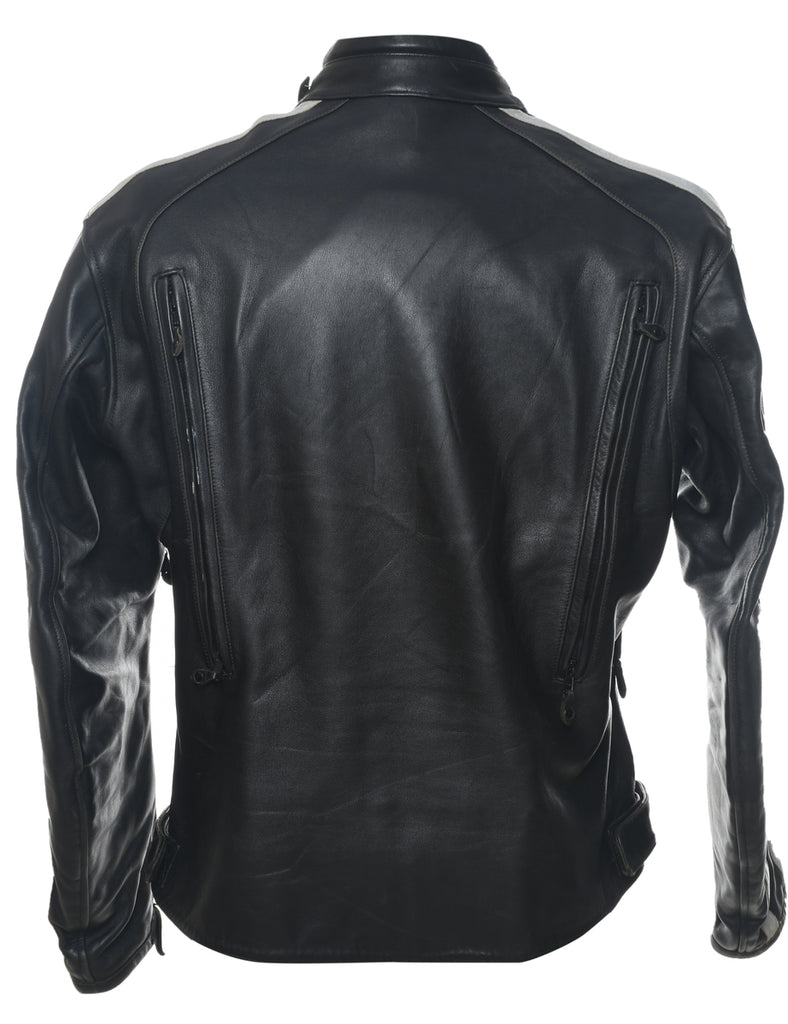 Black Vintage Leather Y2K Racing Jacket - L